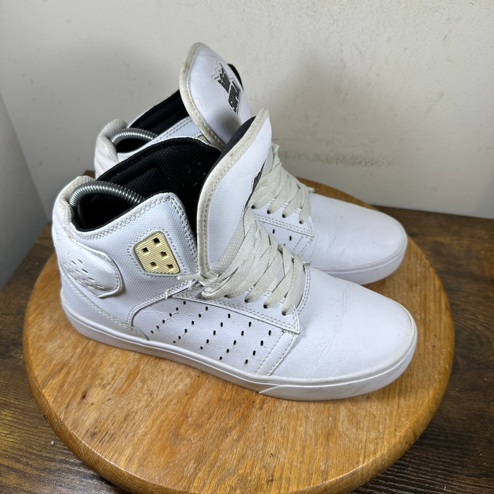 Supra Muska Atom White Leather High Top Skate Shoes Mens 8.5 S91005